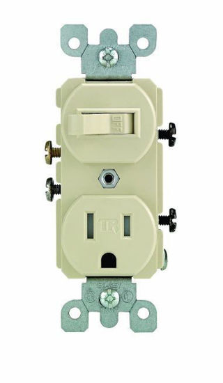 Imagen de CONTACTO Y APAGADOR DE  PALANCA 15A 125V  MARFIL