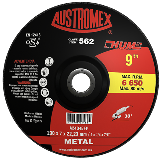 Imagen de Disco para desbaste metal 9x1/4x7/8 HUM