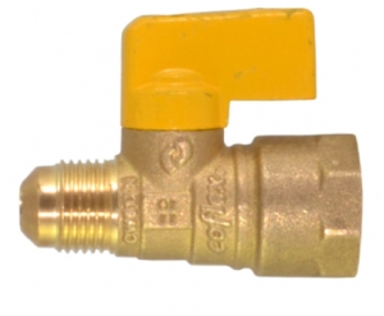 Imagen de LLAVE DE CONTROL PARA GAS 1/2 N.P.T. X 3/8 FLARE RECTA